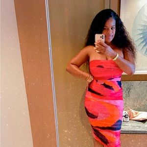 Colorful strapless house of cb dress